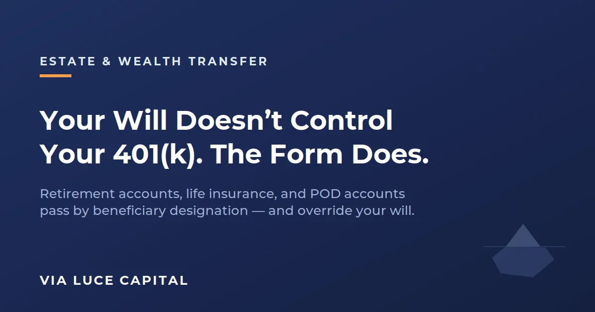 Your Will Doesn't Control Your 401(k). Your Beneficiary Form Does.